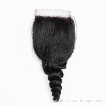 Fast Selling Raw Indonesia Bulk Remy Hair Loose Wave 100 Human Hair Lace Closure Indian